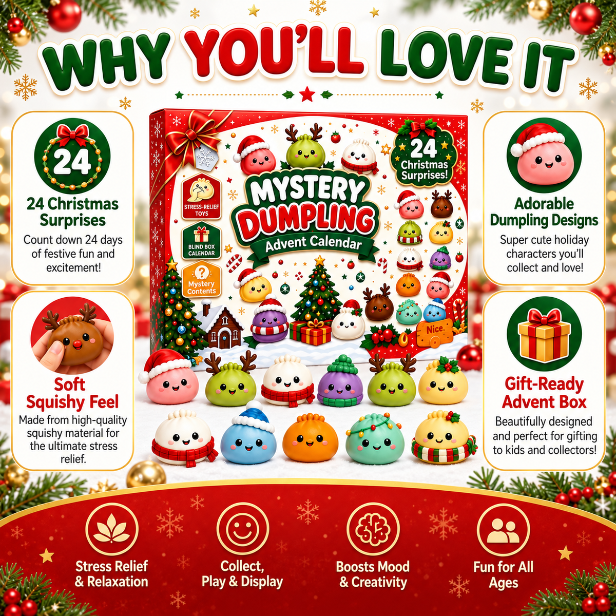24 Mystery Dumpling Squishies Advent Calendar