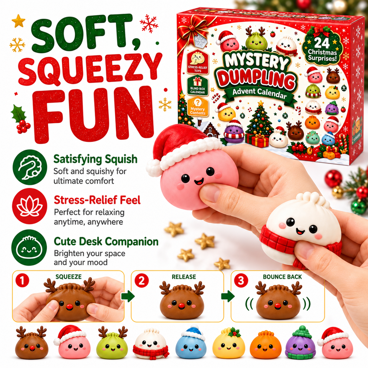 24 Mystery Dumpling Squishies Advent Calendar